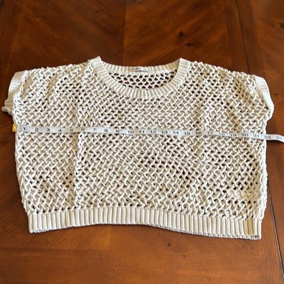 Old Navy Size S Cream Cotton Open Weave Cropped Pullover Sweater - Picture 6 of 7